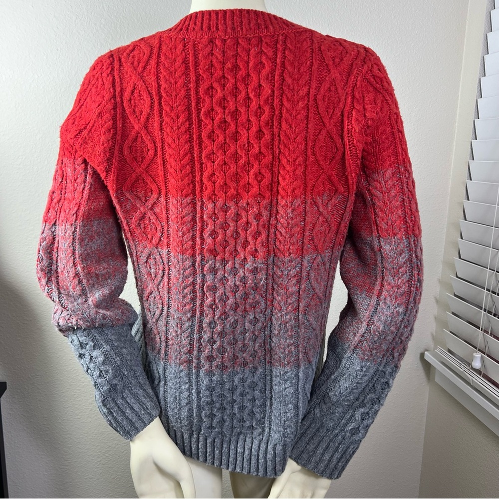 ANTHROPOLOGIE SLEEPING ON SNOW RED & GRAY WOOL CARDIGAN GOLD BUTTONS L Winter - Picture 3 of 8